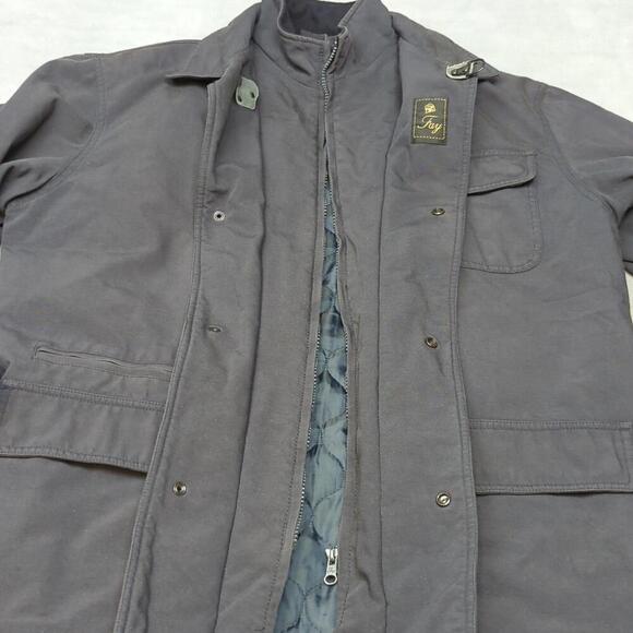 Fay Heavy Canvas Chore Coat Gray XL Snap in Liner  Fire Hook/ Lobster Claw - Picture 9 of 9